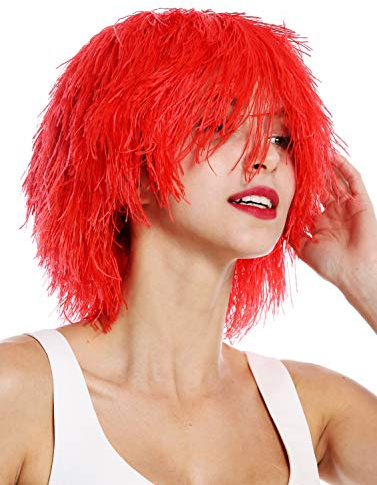 WIG ME UP - MMSLW-K120B Perücke Damen Herren Karneval struppig strohig voluminös Kobold Clown Rot Feuerrot