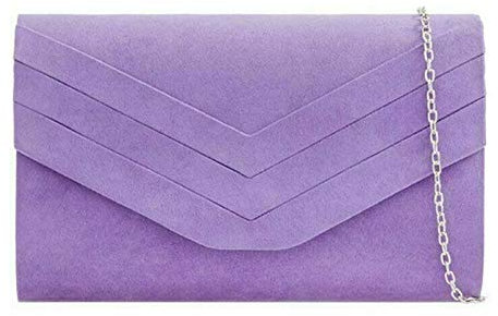A2ZUKFashion Bolso de mano para mujer, de ante sintético, con solapa, para fiestas, Lila