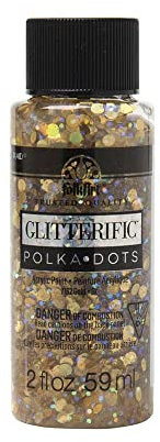 Plaid PE7162 Folk Art Glitterific Polka Dot Acrylic Paint, Gold, 2 oz.