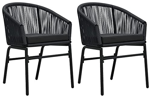 vidaXL 2X Gartenstuhl Rattansessel Gartensessel Stuhl Essstuhl Sessel Rattanstühle Gartenmöbel Armlehnstuhl Rattanmöbel Gartenstühle Schwarz PE Rattan
