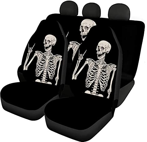 UOIMAG Geschenk-Skelett-Autositzbezug, Hundepfoten, Autoschoner-Set, 4 Stück, universell passend für die meisten Autos