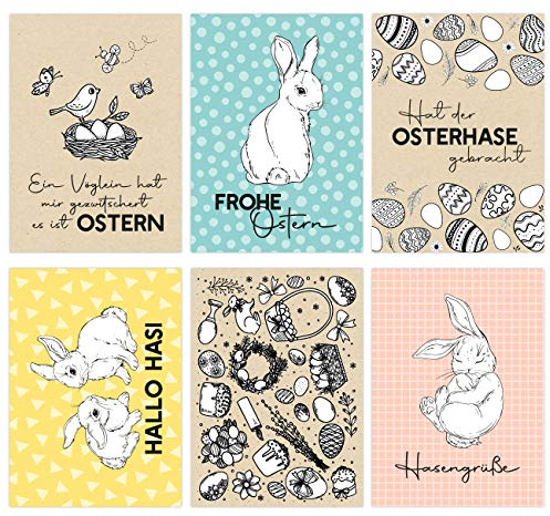 Papierdrachen 12 Osterkarten zum Sammeln und Verschicken - liebevoll gestaltetes Postkarten Set zum Ausmalen - Grußkarten Set 15
