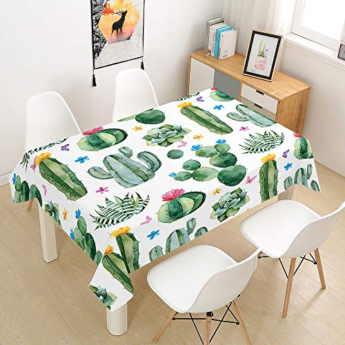 Morbuy Tischdecke Abwaschbar, Kaktus Drucken Tischtuch Rechteckig Tischwäsche Gartentischdecke Outdoor Tischdekoration Wasserdicht Polyester Ölfest Pflegeleicht (90x90cm,Sukkulenten)