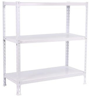 Simon Rack Metallregal 900x900x300 mm - Ecoclick | 3 Höhen, Metallablage, Biegepunkt 70 kg, Korrosionsschutzlackierung, Klicksystem-Montage, Weiss