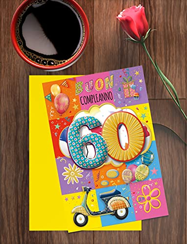 Partylandia Geburtstagskarte zum Geburtstag, biologisch abbaubar (60. Geburtstag - Vespa)
