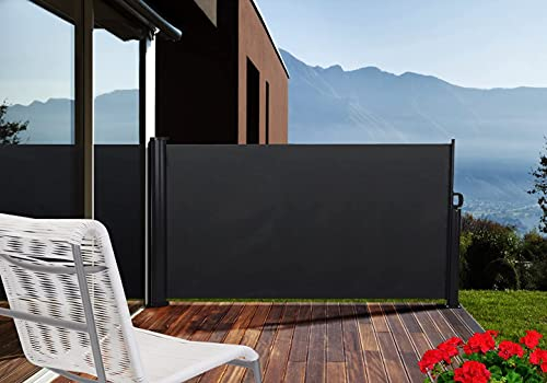 Seitenmarkise - Sichtschutz für die Terrasse - Windschutz Blickschutz (160 cm x 300 cm, Anthrazit (RAL 7022))