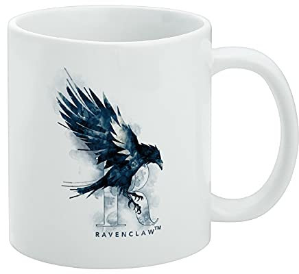 Harry Potter Ravenclaw - Taza de café de cerámica con escudo de acuarela, tazas de regalo novedosas para café, té y bebidas calientes, 11 onzas, color blanco
