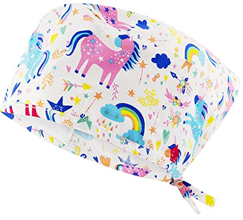 B-well Op Haube Stoff OP Hauben Stoff Krankenschwester Zubehör für Ärzten, Krankenschwestern, Zahnärzten, Pharmazeuten, Tierärzten, Medizinischem Personal (Einhörner)