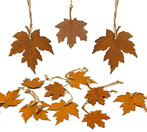 12er Set Herbstdeko Blatt Blätter Rost Dekohänger Anhänger Hängedeko Herbst Dekoration Herbstblätter (12er Set Herbstblätter Anhänger)