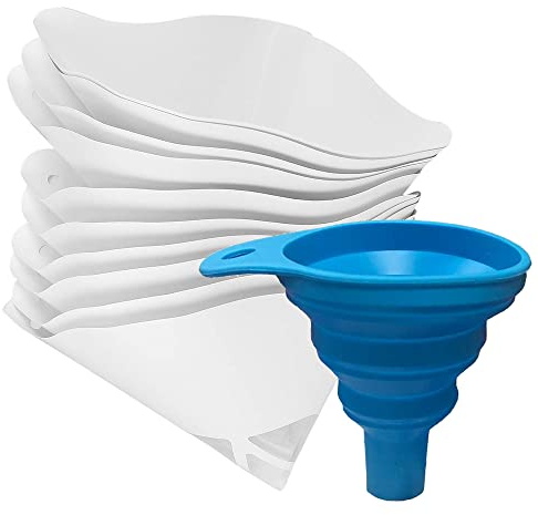 MMOBIEL 3D Printer Silicone Collapsible Funnel 15mm - for Sla, Dlp, Lcd, 3D Printer + 100 Pack Paper Paint Cone Shaped Fine Micron Nylon Mesh Filters