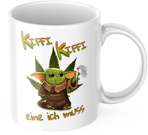 Kiffi Kiffen eine ich muss MIMIMI Tasse Sprüchetasse Spaßtasse Geschenkidee Geschenketasse Kindertasse Kindergeschenk (Weiß)
