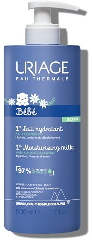 Uriage Baby Tägliche Feuchtigkeitslotion mit Bio-Edelweiß & Sheabutter 500ml – Nährt, Spendet Feuchtigkeit & Schützt die Haut – Nicht Fettend – Zart Parfümiert – Geeignet für Neugeborene