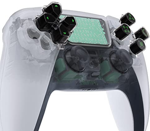 eXtremeRate Tres Tono Color Botones de Reemplazo para ps5 Control Accesorios Botones de Dirección Dpad Botones de Acción Símbolos Rediseñados D-Pad Teclas Botón para ps5 Mando(Negro&Claro&Verde)