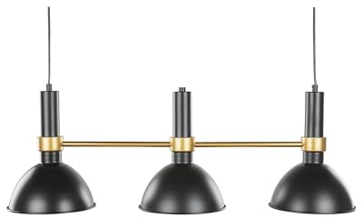 Dreiflammige Hängeleuchte schwarz/gold industriell 3 runde Lampenschirme Beles
