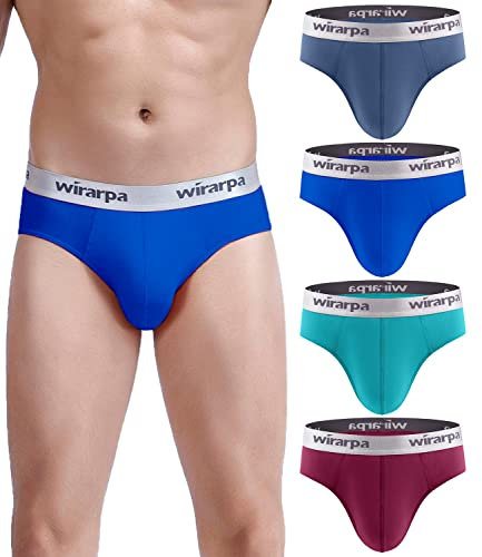 wirarpa Mens Briefs Underpants Cotton Soft Wide Waistband Underwear Basic No Fly Multicoloured 4 Pack Size S