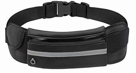 XIXIMAON Bauchtasche Stadt Damen Herren Schultertasche Gürtel aus Samt Gerippte Vintage Leicht Fanny Waist Pack für Sport Wandern Reisen Laufen, A-Schwarz, One size