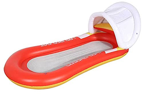 Tumbona Piscina Hinchable con Toldo - Balsas flotantes inflables para piscina con salón de agua a la sombra - Flotador Hamaca de Agua - Juguete de fiesta en la piscina para adultos y niños,Red