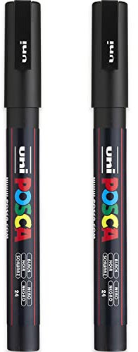 Posca PC-3M Paint Marker Art Pens - 0.9-1.3mm Nib - Black Ink - Pack of 2