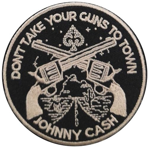 Rock Off officially licensed products Johnny Cash Patch Dont Take Your Guns offiziell offiziell woven Sew on76 x 76mm Accessory Size