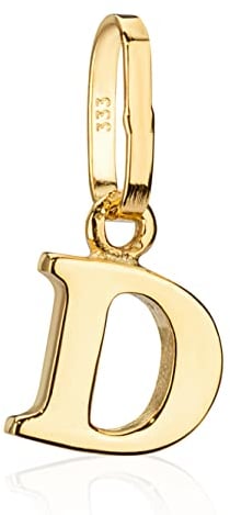 NKlaus Buchstabe D kleiner Kettenanhänger 333 Gelb Gold 8 Karat Glanz 5x6mm Alphabet 8867