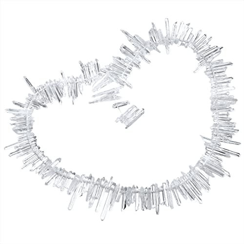 mookaitedecor 15 IN Titanium beschichtet Bergkristall Quarz Kristall Punkte, Strang Lose Kristall perlen Naturquarz Stein Sticks Spikes gebohrt für DIY Deko Schmuckherstellung, Weiß 2