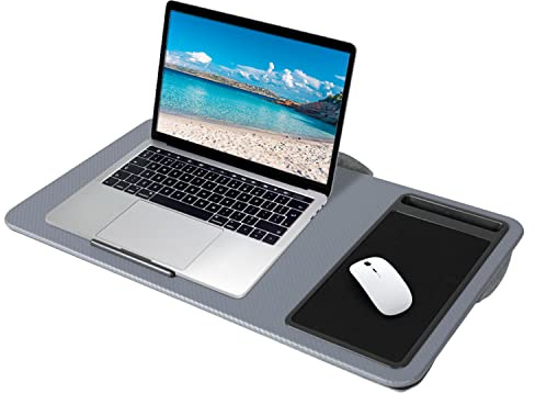 Taylor & Brown Lightweight Portable Lap Desk Laptop Tray with Pillow Cushion, Anti-Slip Strip with Built-in Mouse Pad/Wrist Rest/Phone Slot, Fits up to 17 Inch Laptop For Sofa and Bed, Grey