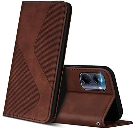 ZONNAVI Funda para Realme C33, Funda Libro de Cuero con Ranura para Tarjeta y Magnético, Wallet Flip Caso Cubierta Case Carcasa para Realme C33 (Marrón)