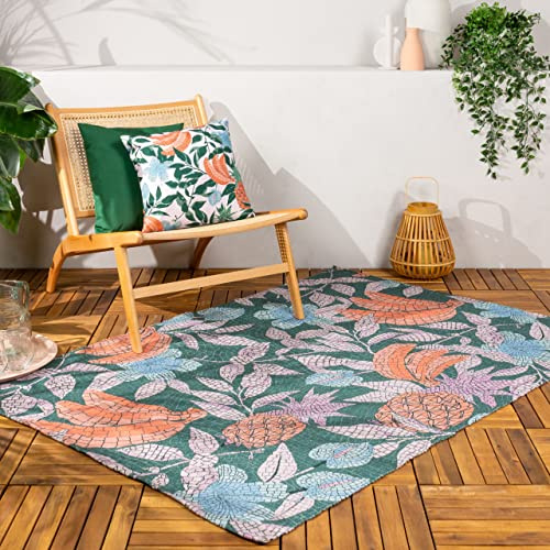 furn. Cypressa Rug – Indoor/Outdoor Weather Resistant Mediterranean Mosaic Floral Fruit Rug (Jade - 120x170cm)