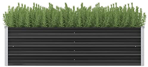 Keketa Homgoday Anthrazitfarbenes Stahl-Hochbeet für Blumen und Gemüse, 160 x 40 x 45 cm - Modernes Gartenmöbel Model45731