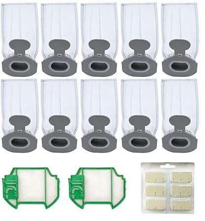 Juego de ahorro de bolsas de aspirador para aspirador sin cable Vorwerk Kobold VK7 - Bolsa de aspirador con prefiltro y chips de fragancia compatible con el tipo FP7 Juego de accesorios (10 uds.)