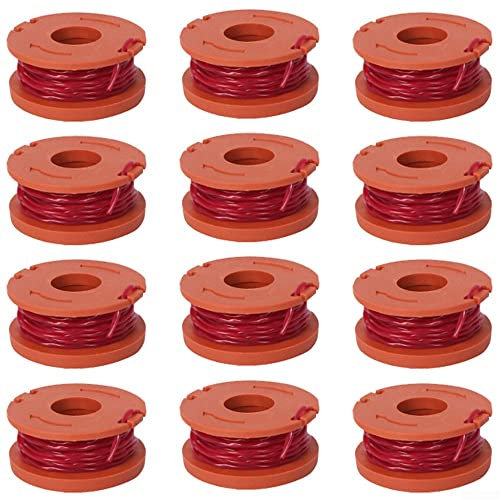 QOXEZY Lot de 12 bobines et fil pour débroussailleuse pour WORX GT/WG 150, 151, 155E, 163E, 169E