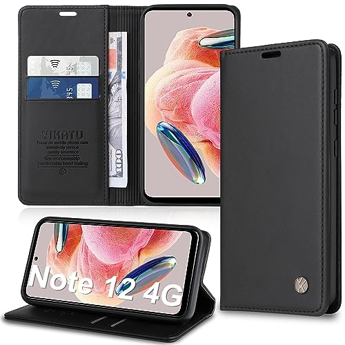 Handyhülle für Xiaomi Redmi Note 12 4G Hülle [Premium PU Leder] Klapphülle Ständer Kartenfach Magnetic Flip Case Cover Etui Tasche Schutzhülle für Redmi Note 12 4G