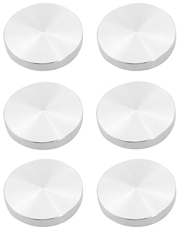 liovitor 6 adaptadores de placa de cristal para patas de mesa, aluminio, redondas, 50 x 8 mm, color plateado