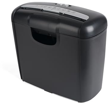 Pavo - Premium Aktenvernichter bis zu 6 Blatt, Streifenschnitt, Kreditkart-Schredder inklusive Papierkorb, 10 L, schwarz, 8038770