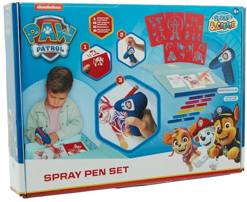 Paw Patrol - Sprühstift-Set Batterie - Airbrush für Kinder - Malset mit Buntstiften und Malvorlagen