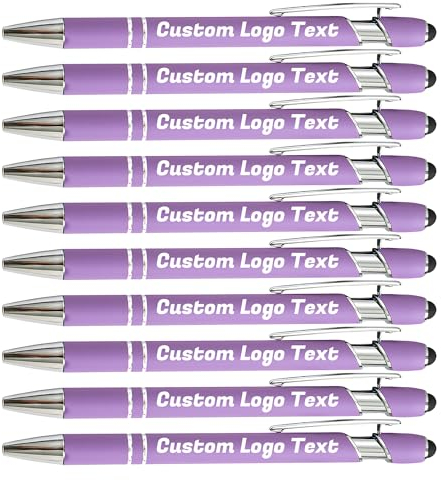 HEYZARDA Kugelschreiber mit Gravur Kugelschreiber Personalisiert mit Namen Text Logo Lila 10 Pcs