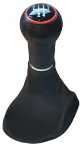 Genérico Schaltknauf + Schaltsack kompatibel mit VW Golf mk2 mk3 polo 6n 6n2 Seat Ibiza Cordoba 6k Leder schwarz NEU