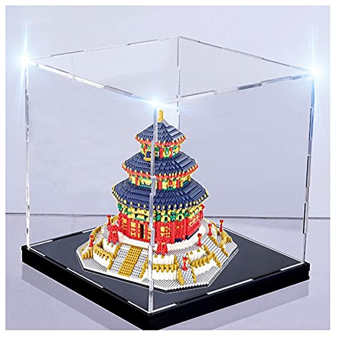 Boîte de présentation Acrylique Vitrine d'affichage en acrylique, base en plastique noir, boîte de protection anti-poussière en acrylique transparent pour exposition d'objets de collection, vitrine d