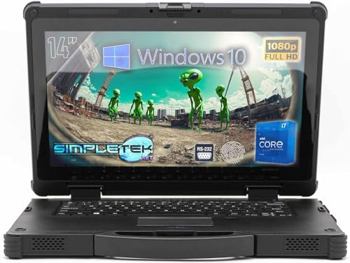 SIMPLETEK - Laptop Rugged Core i7 11. Generation Display 14 Zoll FHD | 16 GB RAM und SSD 480 GB Windows 10 Pro | Stoßfest Staubdicht IP65 zertifiziert | mit Seriell RS232
