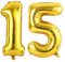 Vthoviwa 32 Zoll Luftballon Zahlen 15/51 Golden, Number Luftballon 0. Geburtstag Foil Ballon, 0123456789,10-19,20-25,30,40,50,60,70,80,90, Folienballon 15/51 Party Dekoration
