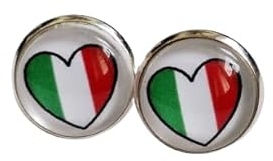 Generisch Italien Flagge Liebe weiß rot grün Cabochon Ohrstecker versilbert 12 mm