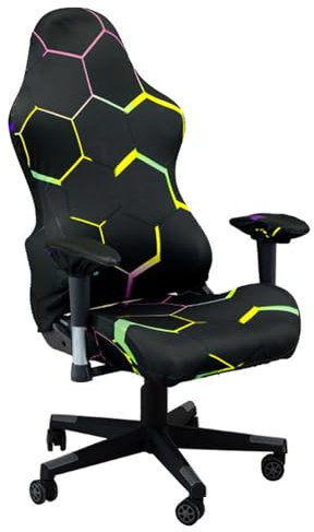 QSJTLM Gaming Chair Covers with Armrest Cover Computer Chair Slipcovers Stretchable Elastic Machine Washable Gaming Chair Seat Cover (Hexagon)
