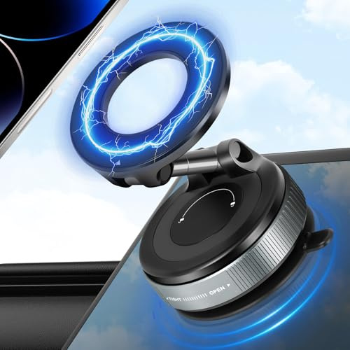 Ainiv Handyhalterung Auto für Magsafe, Vakuum Saugnapf Handy Halterung Auto | 360°Drehbar Zusammenklappbar Tragbar Magnetisch Handy Halter für Kfz/Spiegel/Küche/Fitness,für iPhone 16 15 14 13 12 Pro Max
