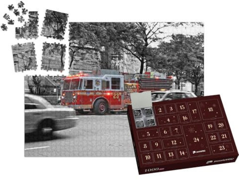 puzzleYOU: Puzzle-Adventskalender | „Lastwagen der New Yorker Feuerwehr beim Einsatz“ – aus der Puzzle-Kollektion Feuerwehr