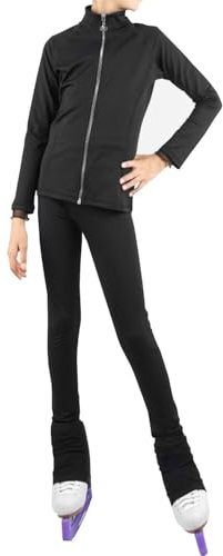 WLXFF Eiskunstlauf-Trainingshose, Jacken, Plus Samt Skating Training Hosen, Eislauf-Strumpfhose FüR Damen, Eislauf-Leggings,Schwarz,XS