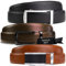 Nordform Herren Premium Dreifach-Ledergürtel-Set - lochfreie Ratsche, kratzfeste Schnallen, verstellbar - (Matt-Schwarz/Traditionell-Matt-Silber) -(Mokka/Traditionell-Metall) & (Cognac/Schwarz-Metall)