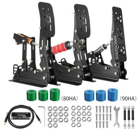 SIMSONN Plus X Sim Racing Pedale PC Racing Simulator Drucksensor Lastzelle HE Hydraulikpedale Unterstützung für haptische Pedals Reactor Schwarz(Black P3-H3)