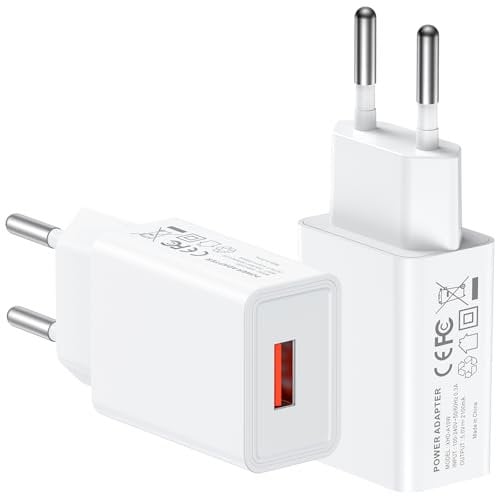 Cargador USB 2 Pack, 10W Enchufe 5V/2A Carga Rapida Cargador Movil USBA Charger, Universal Carregador Fuente de alimentación Compatible iPhone, Samsung, Xiaomi, iPad, Tableta y Otros Dispositivos USB