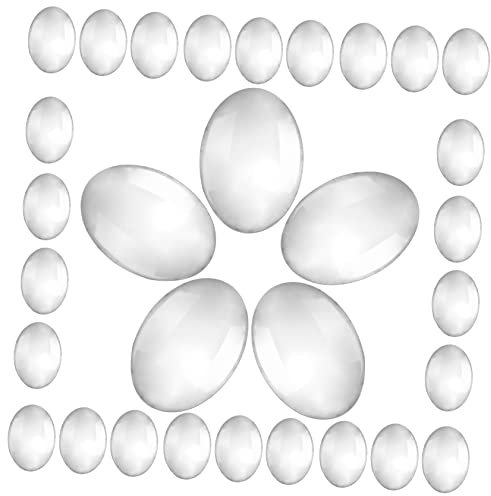 VINTORKY Glass Nail Art Display Board with 30pcs Beads Oval Shape Professional Manicure Showing Holder for Nail Salon and