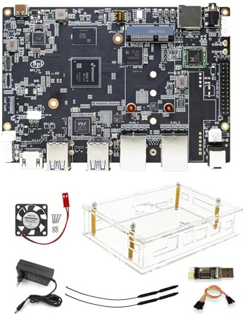 Banana Pi BPI-F3 8-Core RISC-V K1 Chip SBC, 2.0TOPS AI Performance CPU Single Board Computer, for NAS Netzwerkspeicher und Laptop Alternativen (mit Acrylgehäuse, 8GB LPDDR4 32GB eMMC)